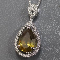 画像1: K18WGスフェーンダイヤモンドペンダント スフェーン2.40 D0.38 5.2g AJ付45cm (1)