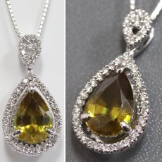 画像3: K18WGスフェーンダイヤモンドペンダント スフェーン2.40 D0.38 5.2g AJ付45cm (3)