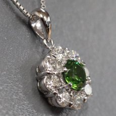 画像2: Pt900/Pt850デマントイドガーネットダイヤモンドペンダント DG0.64 D0.66 5.2g 40cm 鑑別書 (2)