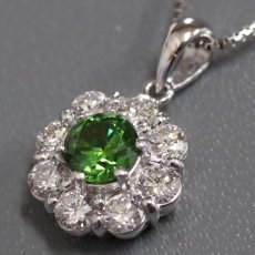 画像3: Pt900/Pt850デマントイドガーネットダイヤモンドペンダント DG0.64 D0.66 5.2g 40cm 鑑別書 (3)