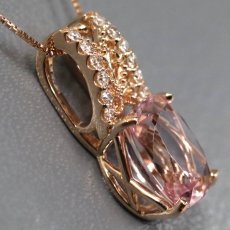 画像3: K18PGモルガナイトダイヤモンドペンダント M2.97 D0.12 4.2g AJ付44cm (3)