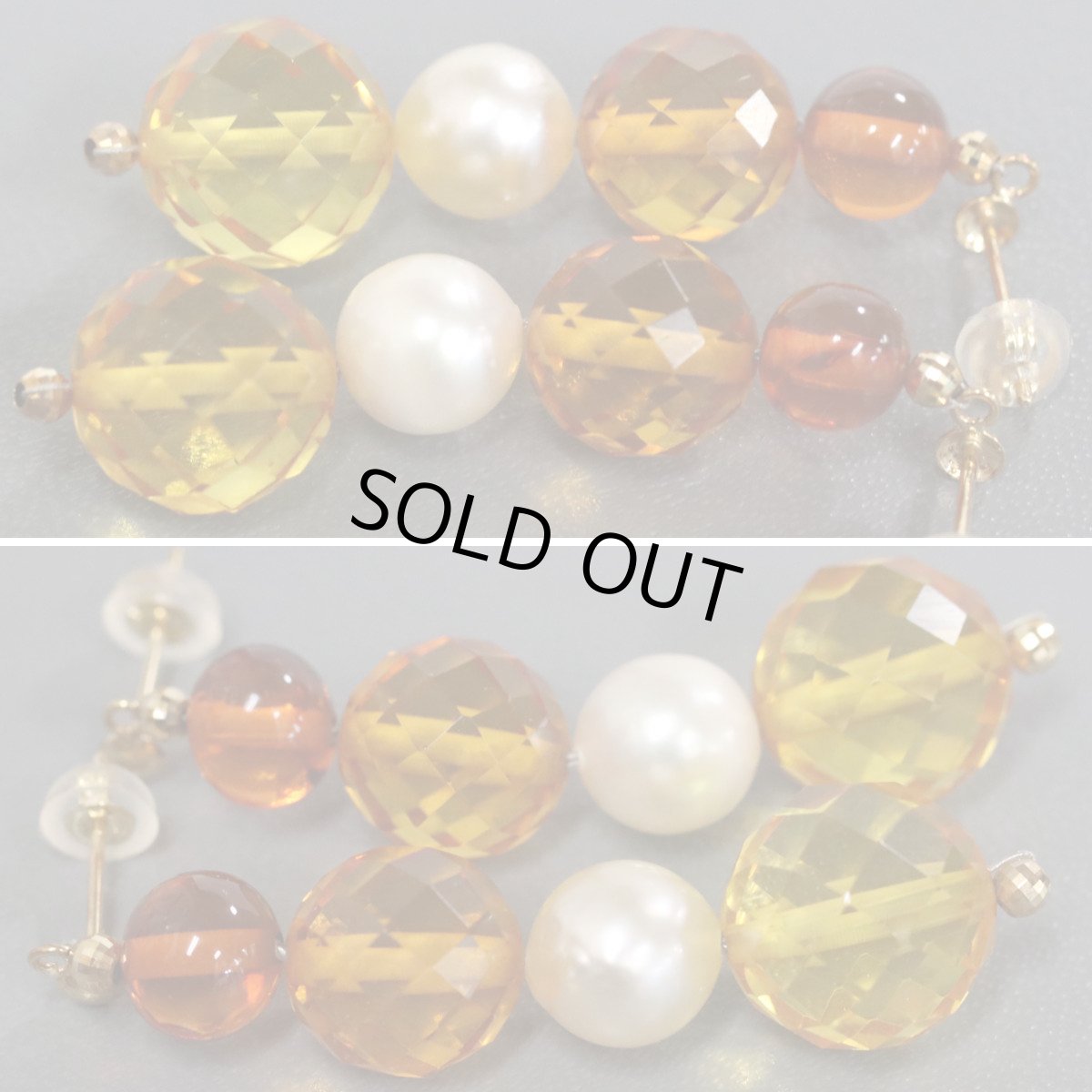 画像3: K18シトリンパール琥珀ピアス 4.6g (3)