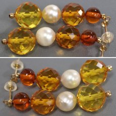 画像3: K18シトリンパール琥珀ピアス 4.6g (3)