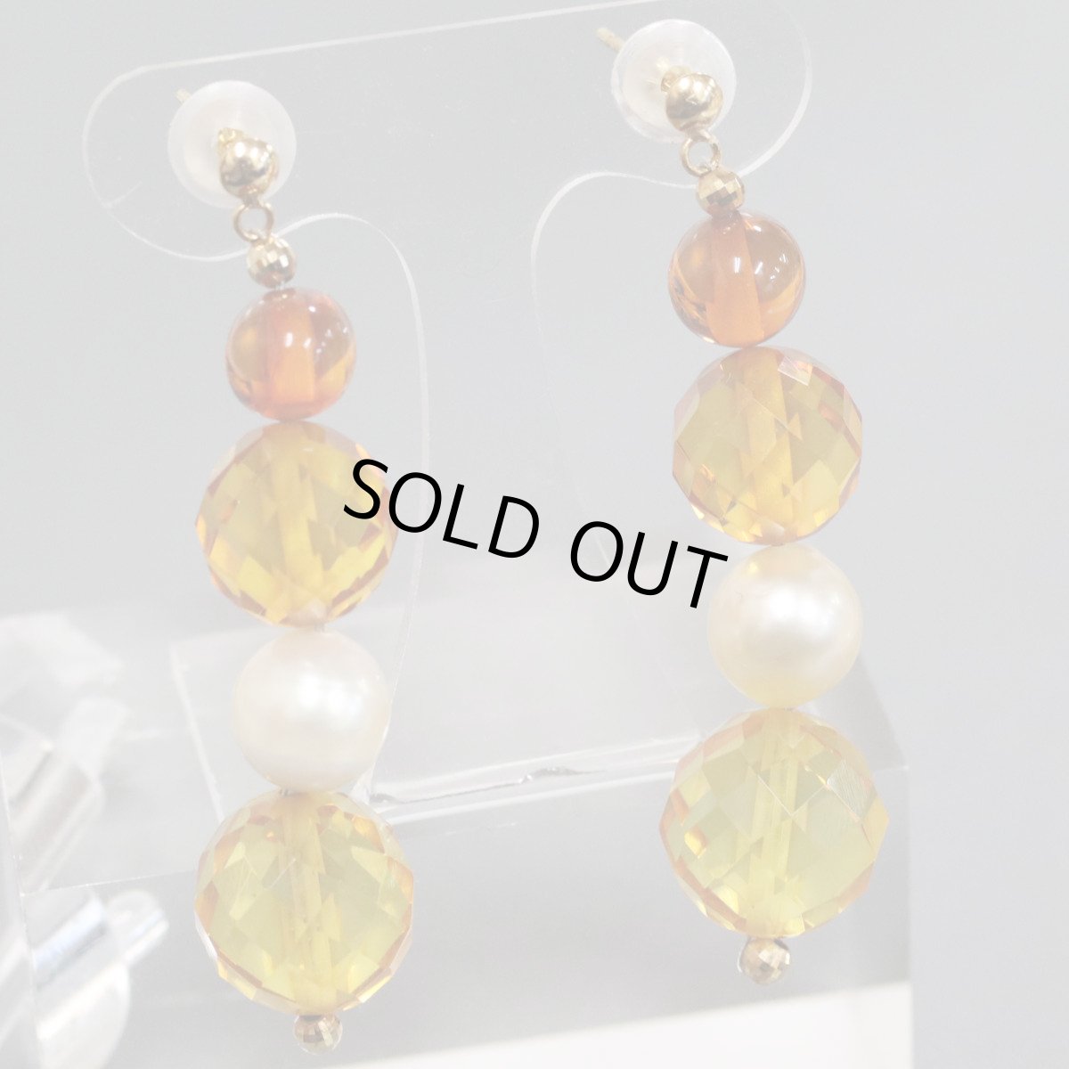 画像4: K18シトリンパール琥珀ピアス 4.6g (4)