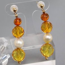 画像4: K18シトリンパール琥珀ピアス 4.6g (4)