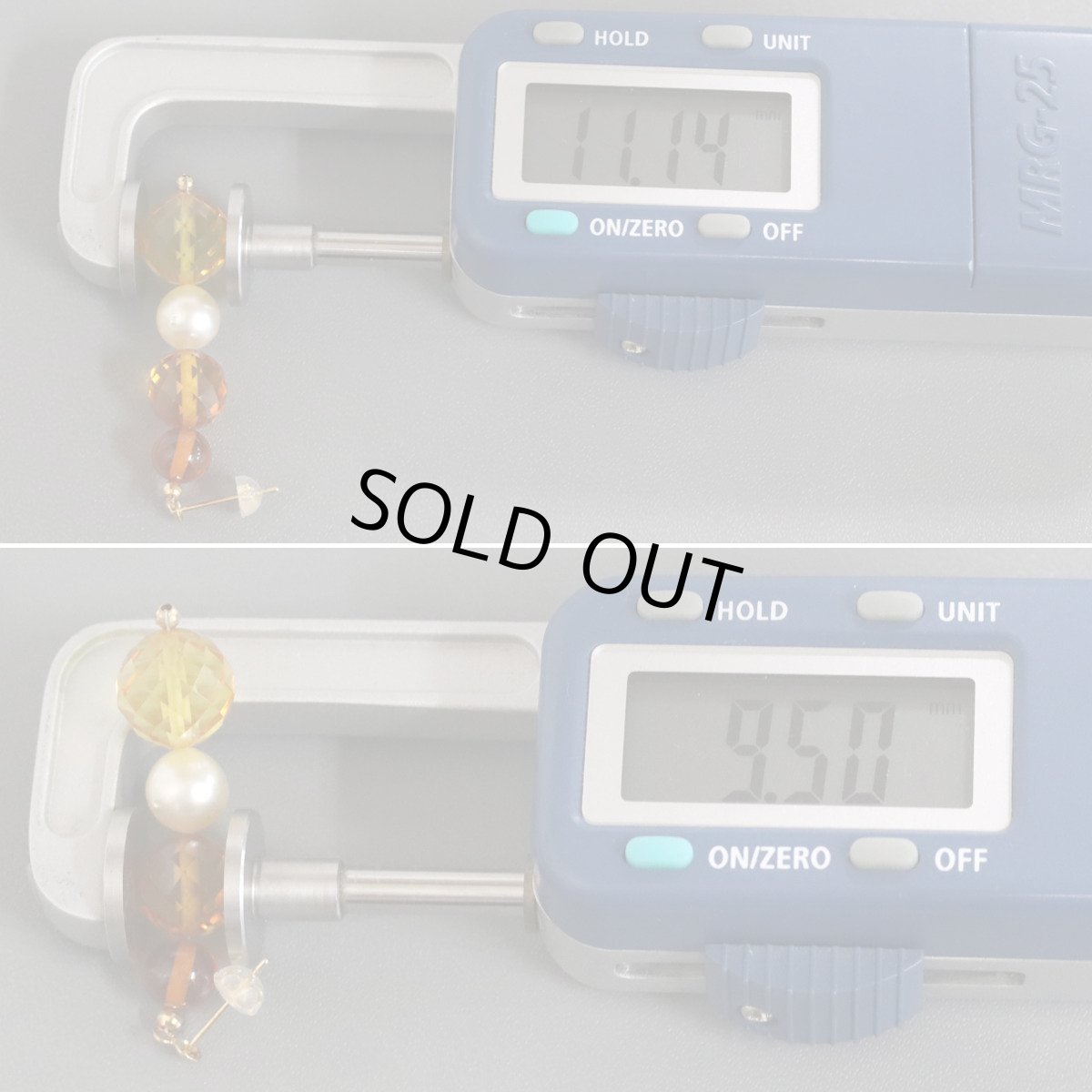 画像7: K18シトリンパール琥珀ピアス 4.6g (7)