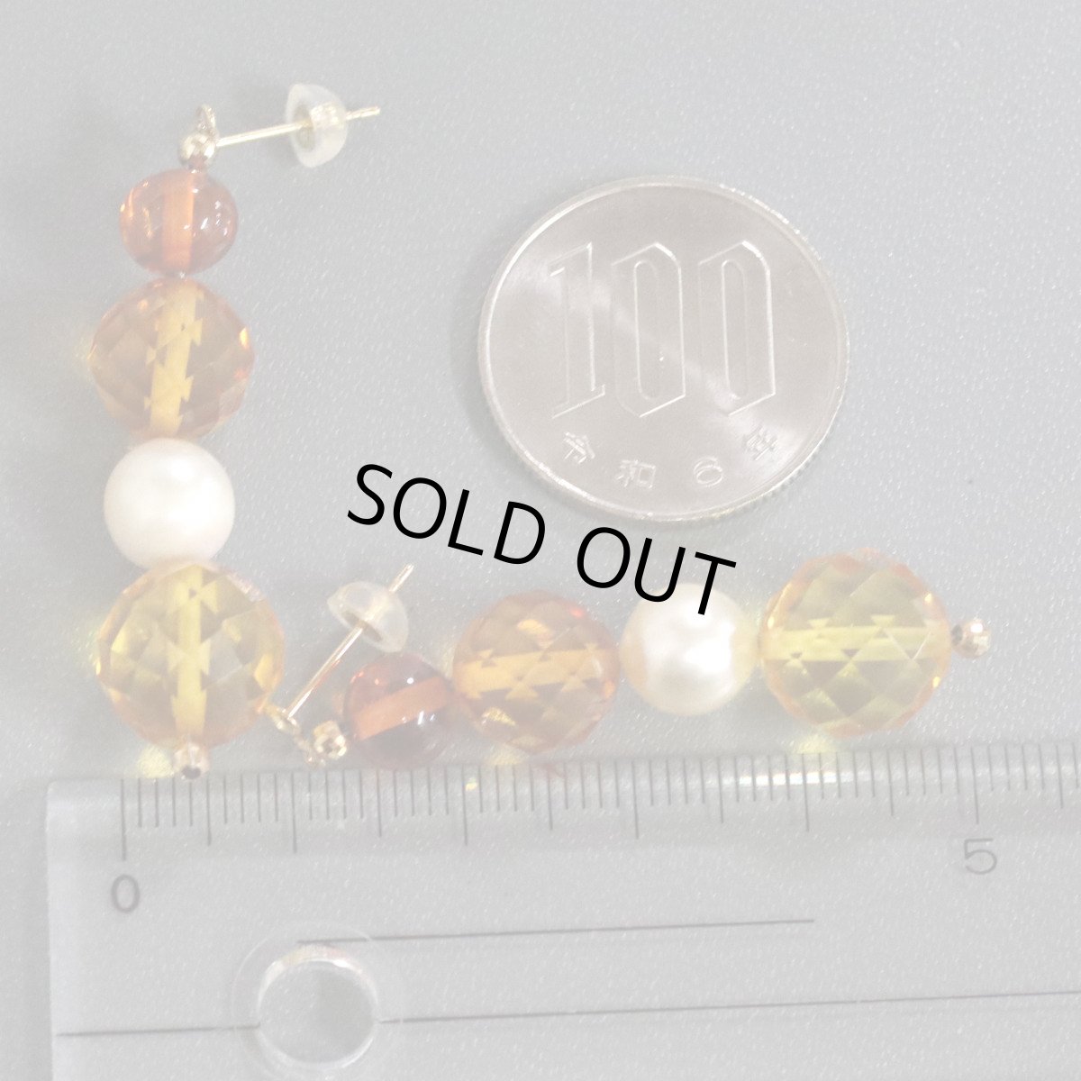 画像8: K18シトリンパール琥珀ピアス 4.6g (8)