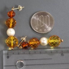 画像8: K18シトリンパール琥珀ピアス 4.6g (8)