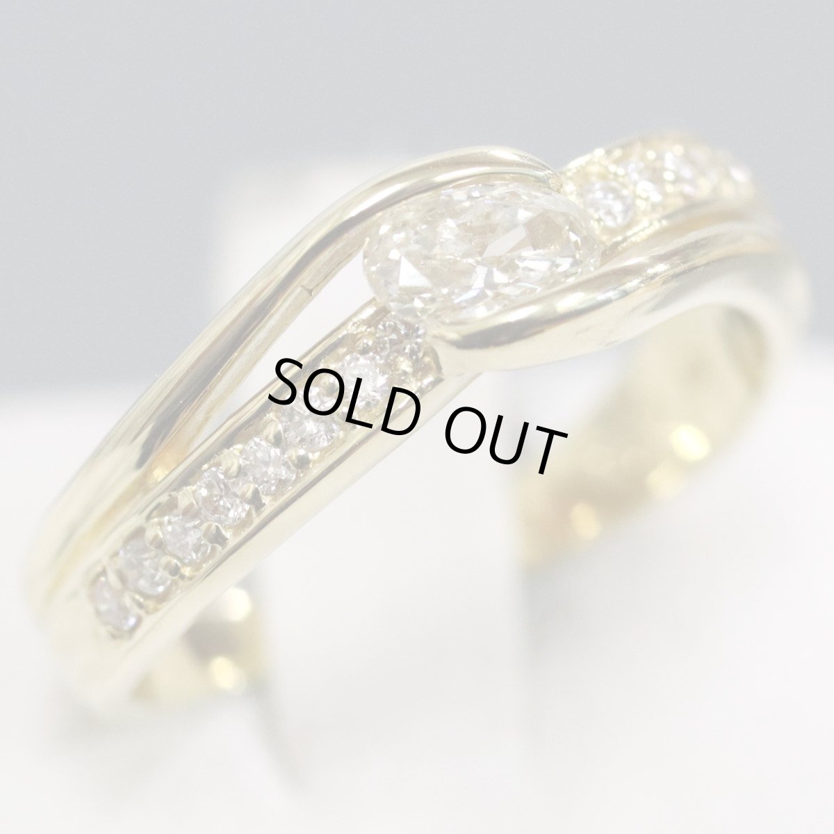 画像1: K18ダイヤモンドリング D0.25 D0.15 3.5g #10 (1)