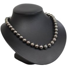 画像1: ブラックパールネックレス シルバー金具 9-12.0mm 44cm 鑑別書 (1)