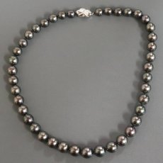 画像2: ブラックパールネックレス シルバー金具 9-12.0mm 44cm 鑑別書 (2)