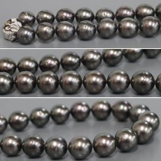 画像4: ブラックパールネックレス シルバー金具 9-12.0mm 44cm 鑑別書 (4)