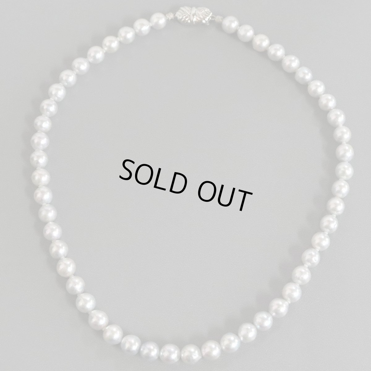 画像2: パールネックレス シルバー金具 8.1-8.6mm 42cm 鑑別書 (2)