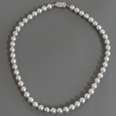 画像2: パールネックレス シルバー金具 8.1-8.6mm 42cm 鑑別書 (2)