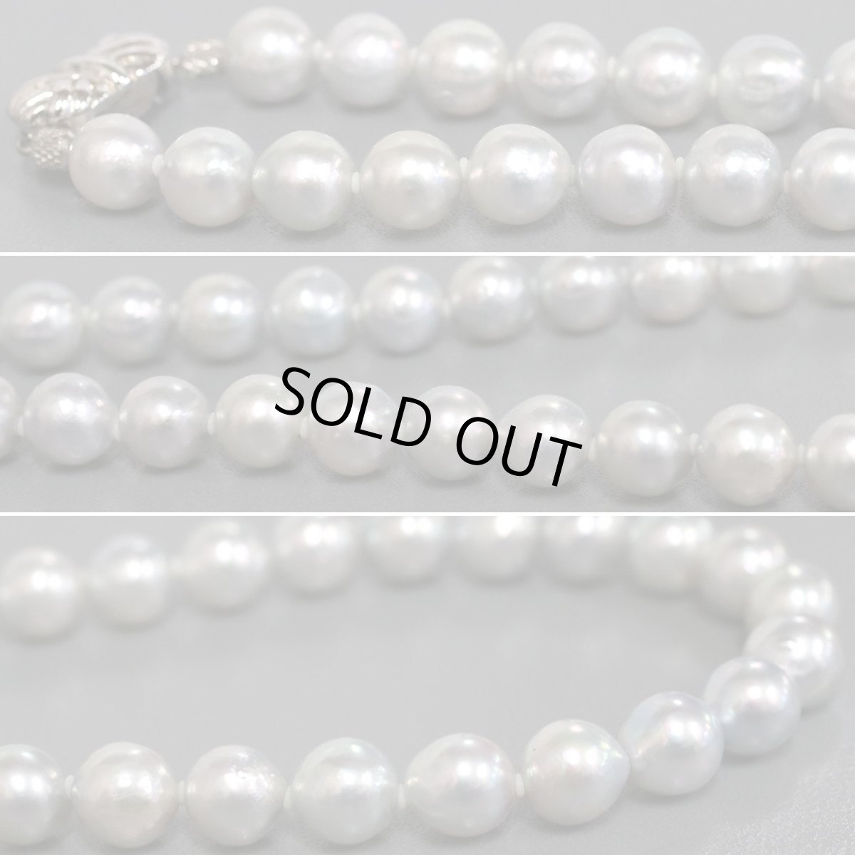 画像4: パールネックレス シルバー金具 8.1-8.6mm 42cm 鑑別書 (4)