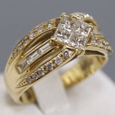 画像1: K18ダイヤモンドリング プリンセスカット D1.00 5.9g #13 (1)