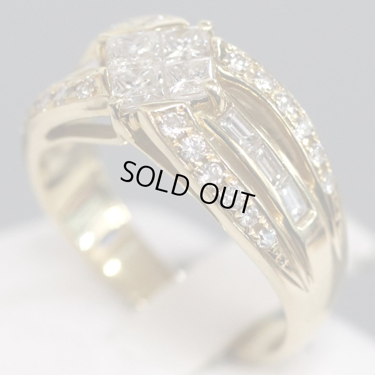 画像2: K18ダイヤモンドリング プリンセスカット D1.00 5.9g #13 (2)