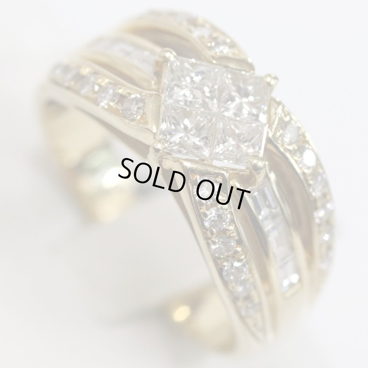 画像4: K18ダイヤモンドリング プリンセスカット D1.00 5.9g #13 (4)