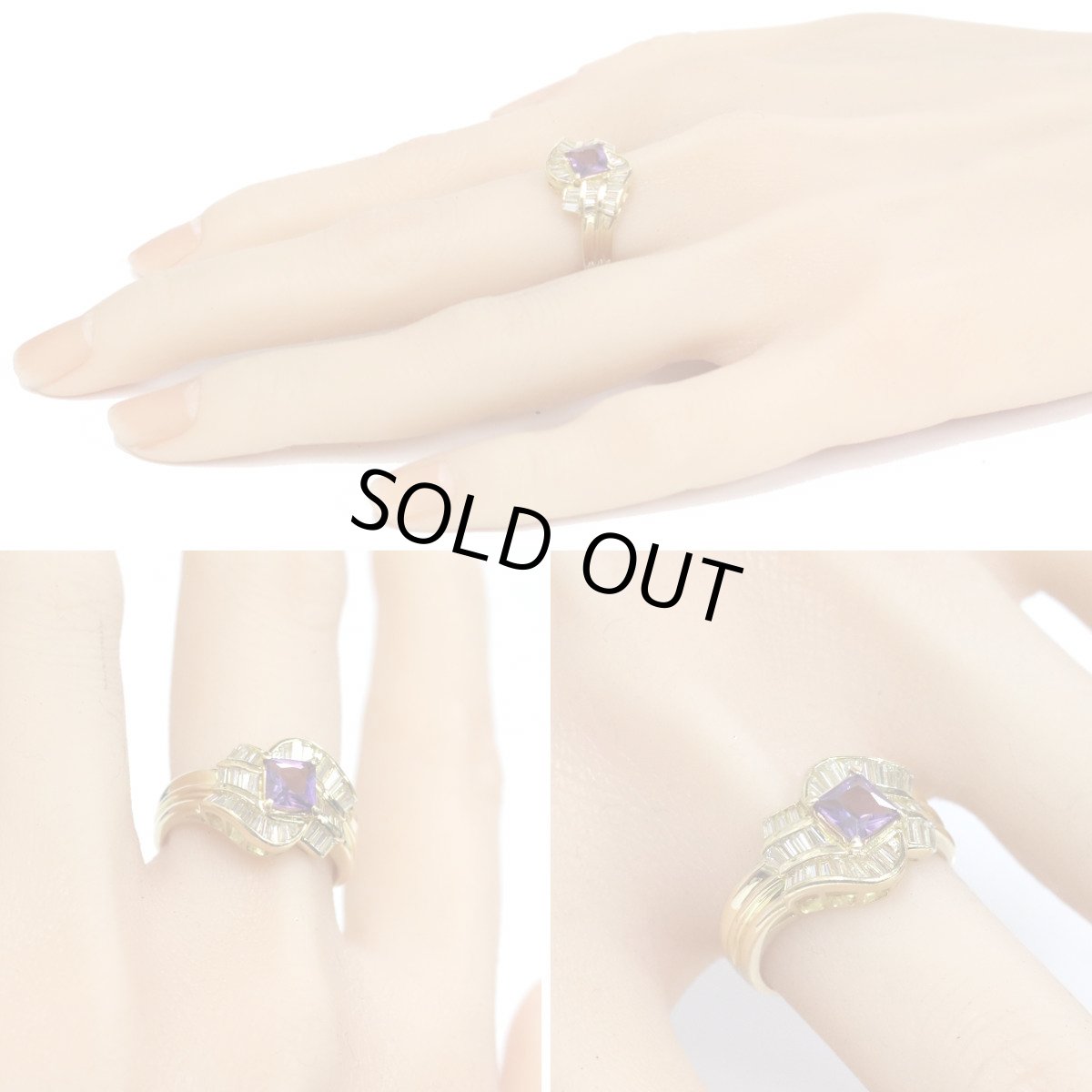 画像10: K18アメジストダイヤモンドリング D0.78 6.6g #15.5 (10)