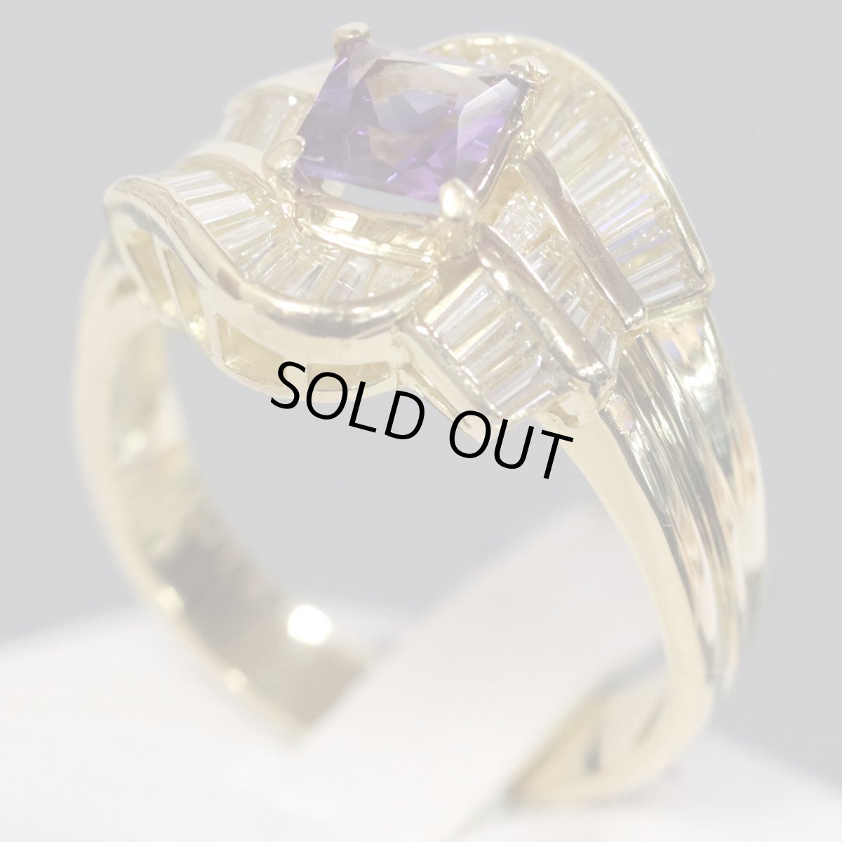 画像2: K18アメジストダイヤモンドリング D0.78 6.6g #15.5 (2)