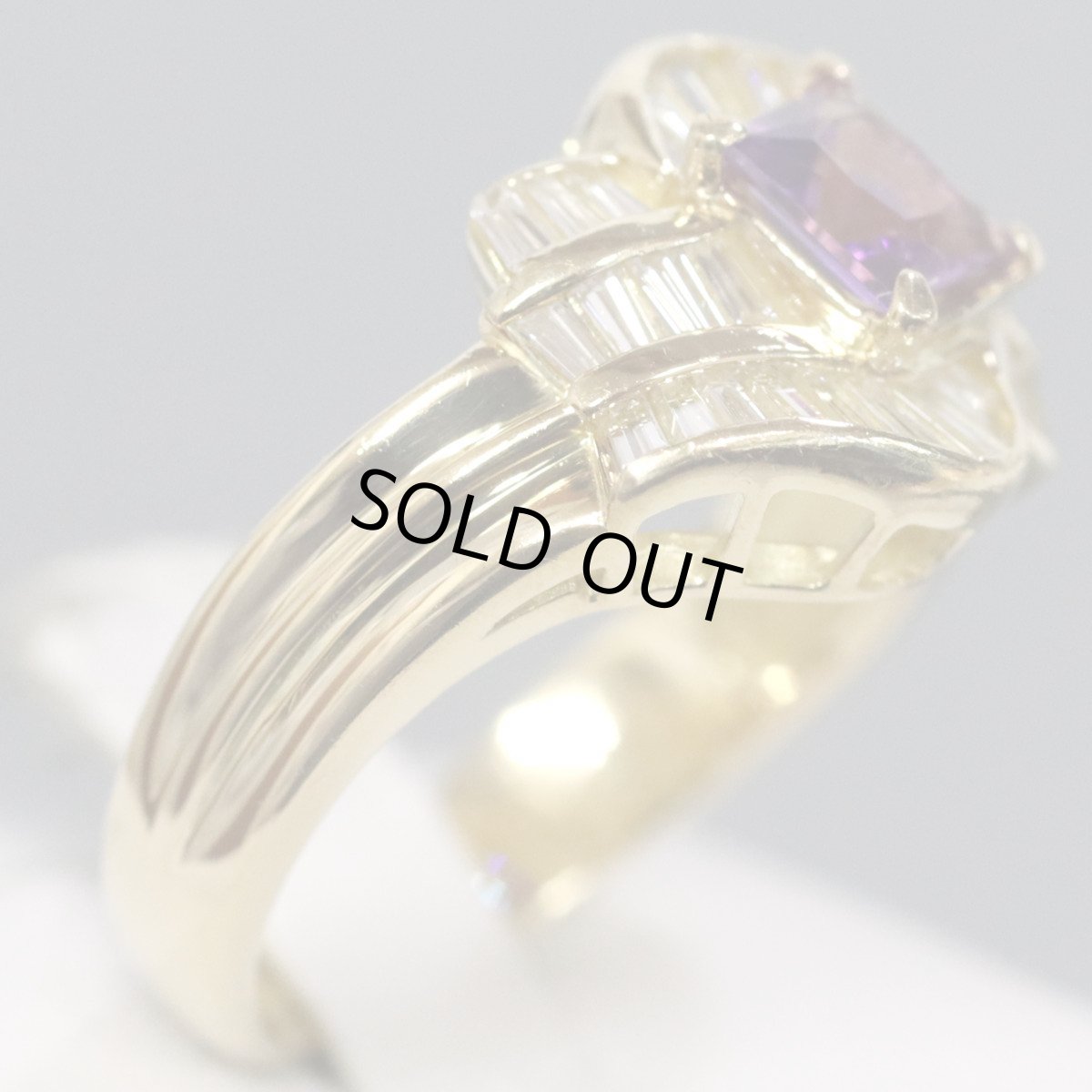 画像3: K18アメジストダイヤモンドリング D0.78 6.6g #15.5 (3)