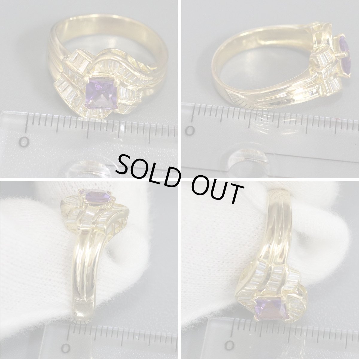 画像9: K18アメジストダイヤモンドリング D0.78 6.6g #15.5 (9)