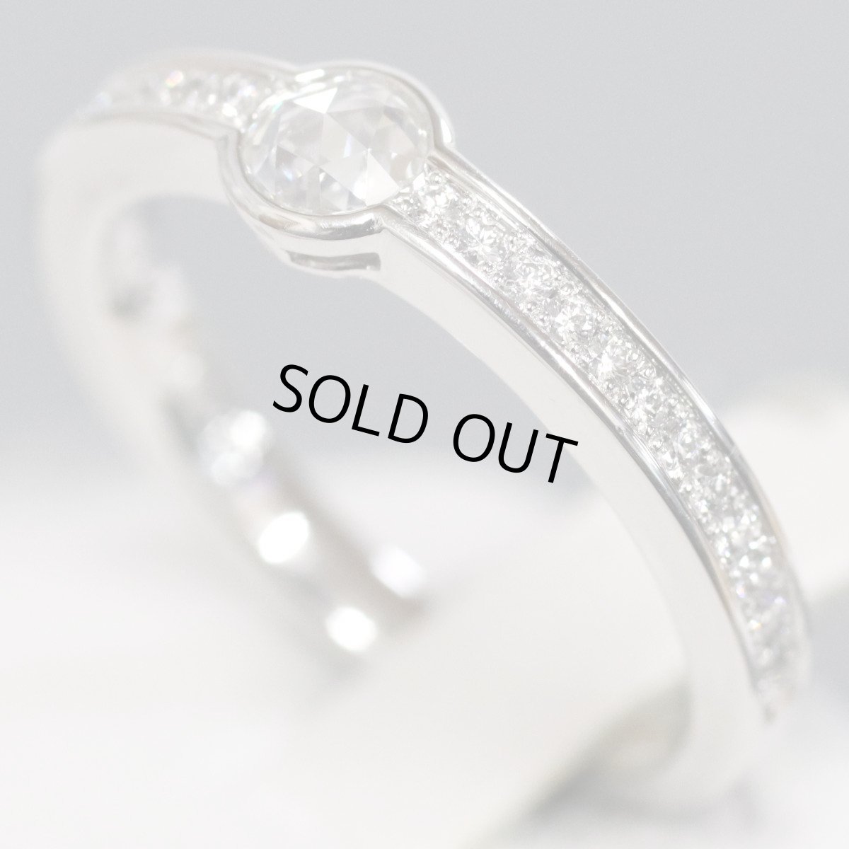 画像2: Pt900ローズカットダイヤモンドリング D0.20 D0.13 5.5g #11.5 (2)