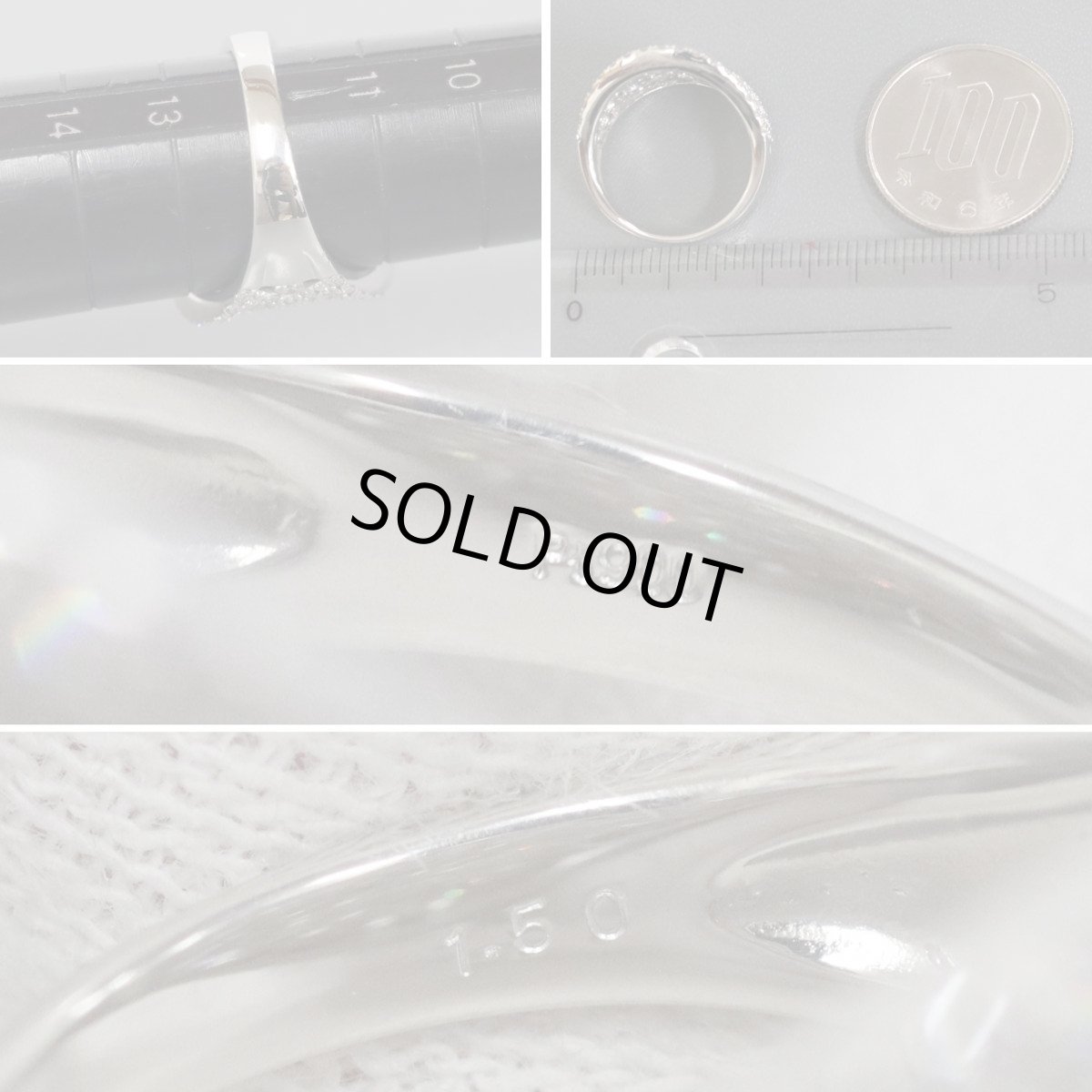 画像7: Pt900ダイヤモンドリング ハート&キューピッド D1.50 9.6g #12 鑑別書 (7)