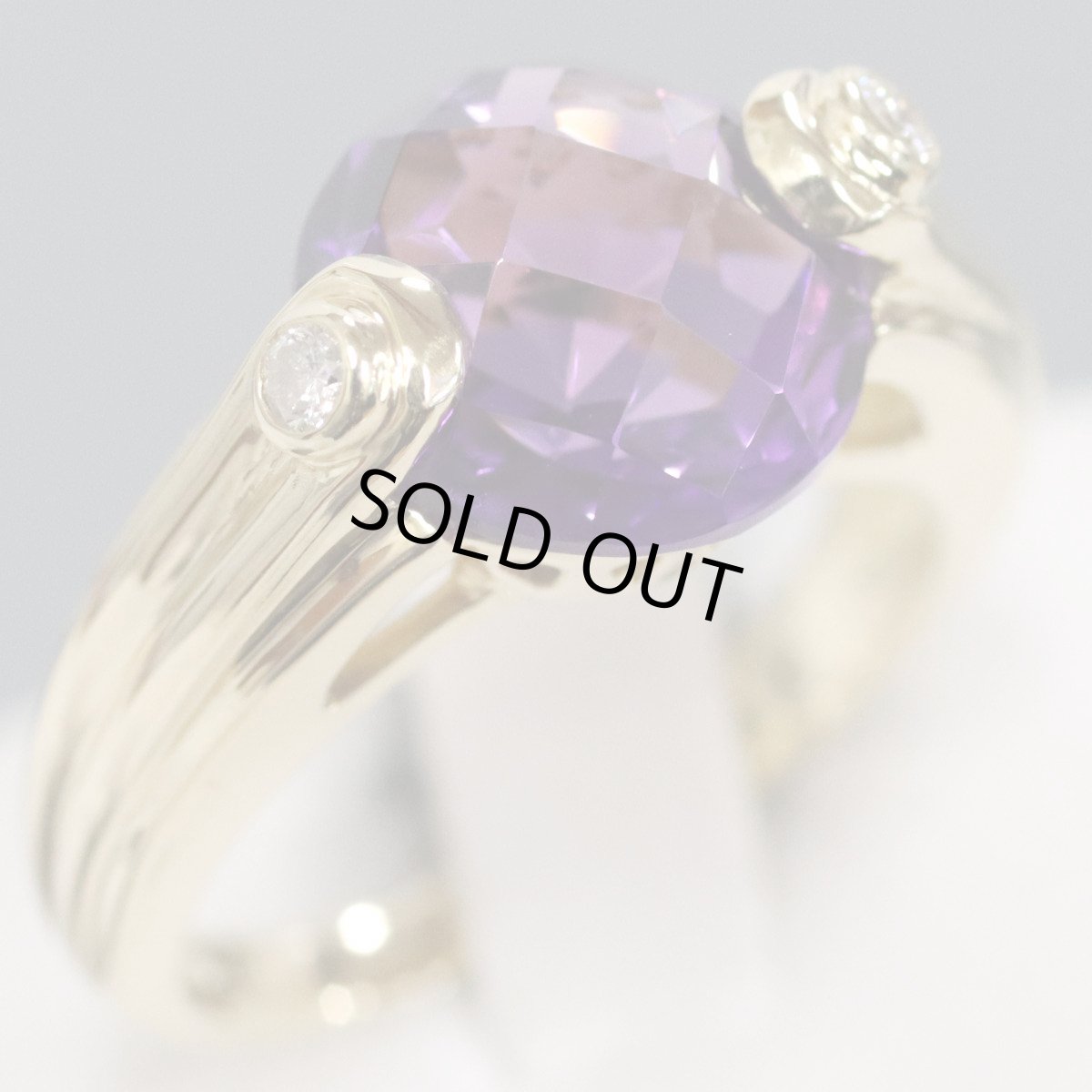 画像1: K18アメジストダイヤモンドリング D0.07 6.6g #12 鑑別カード (1)