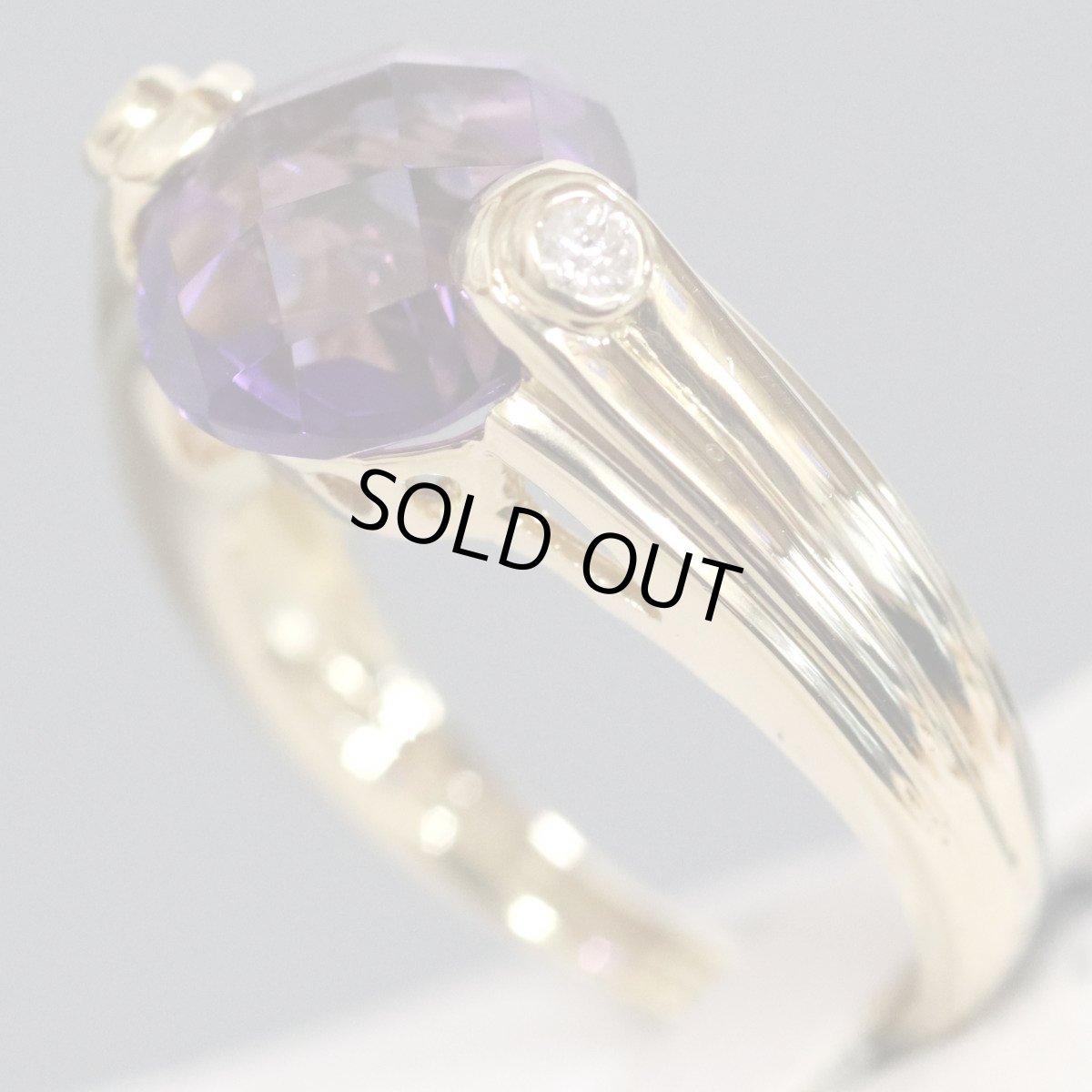 画像2: K18アメジストダイヤモンドリング D0.07 6.6g #12 鑑別カード (2)