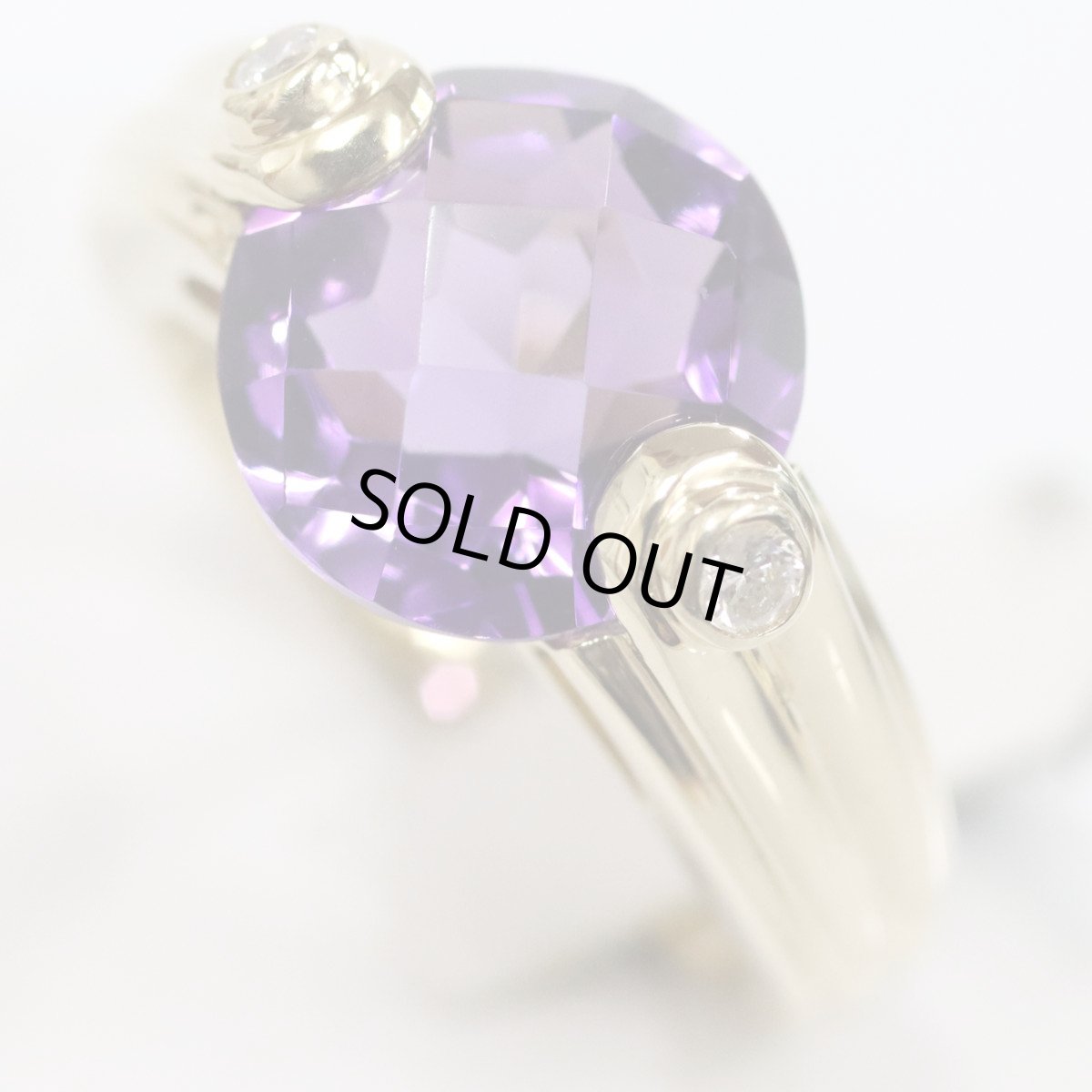 画像4: K18アメジストダイヤモンドリング D0.07 6.6g #12 鑑別カード (4)