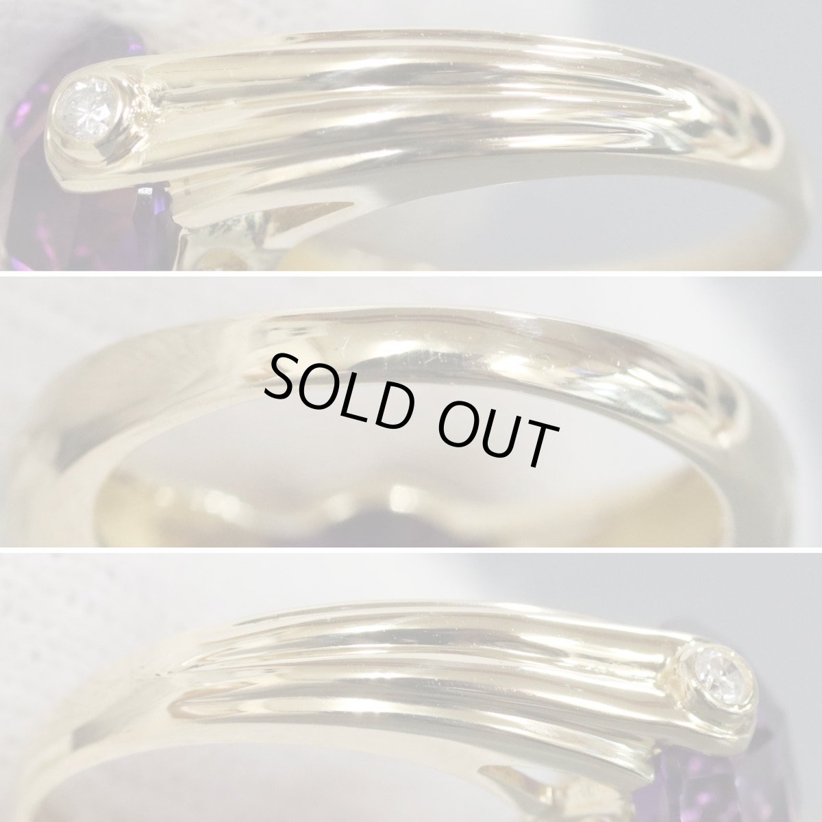 画像6: K18アメジストダイヤモンドリング D0.07 6.6g #12 鑑別カード (6)