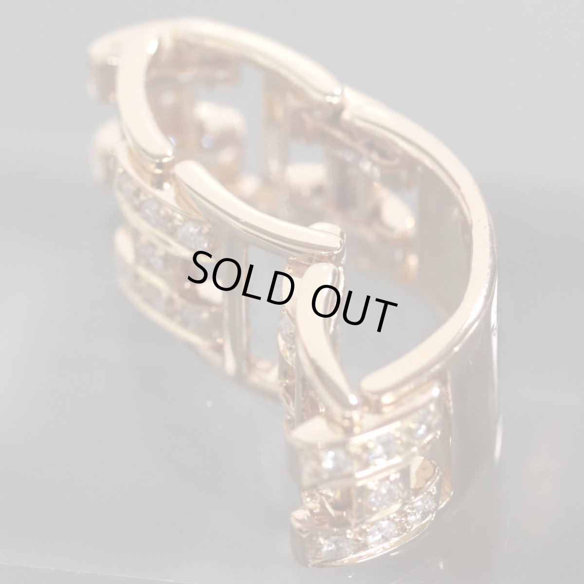 画像2: K18PGダイヤモンドリング Hモチーフ D0.50 6.7g #13.5 ピンクゴールド (2)