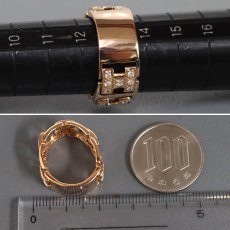 画像6: K18PGダイヤモンドリング Hモチーフ D0.50 6.7g #13.5 ピンクゴールド (6)