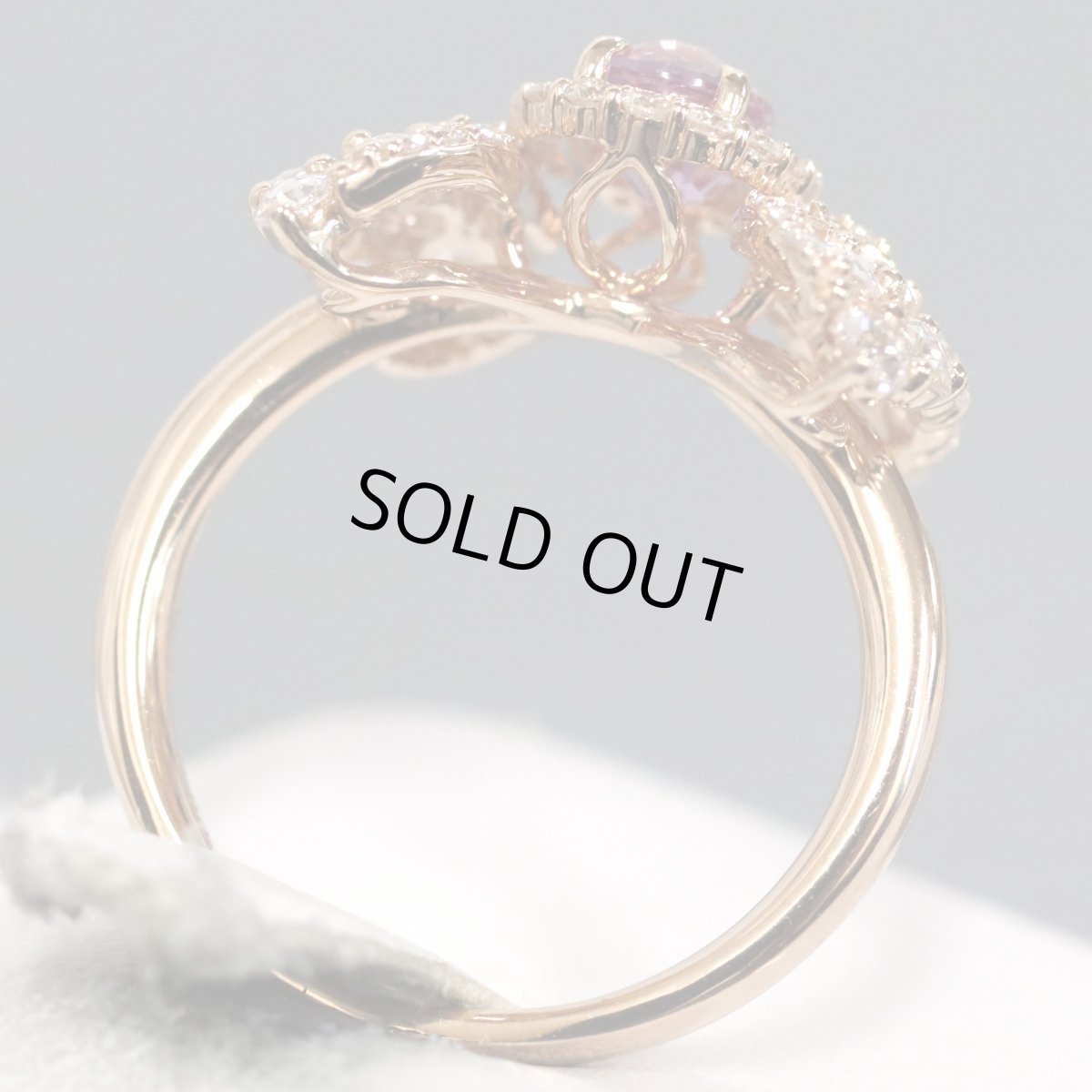 画像5: K18PGダイヤモンド非加熱ピンクサファイアリング リボンモチーフ D0.80 PS1.14 5.6g #12 GIA鑑別書 (5)