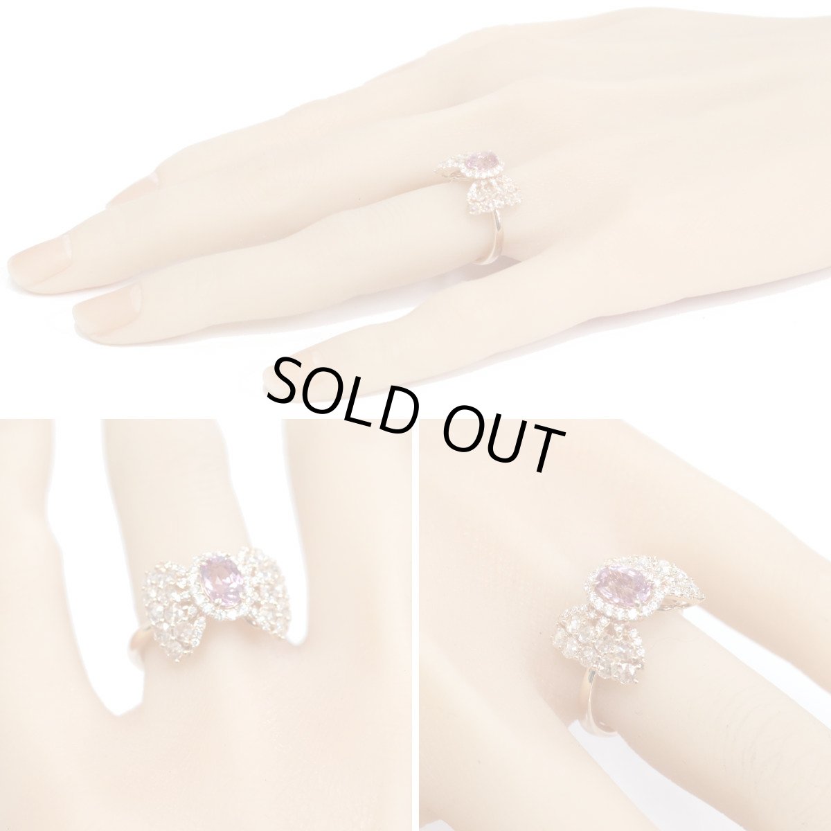 画像9: K18PGダイヤモンド非加熱ピンクサファイアリング リボンモチーフ D0.80 PS1.14 5.6g #12 GIA鑑別書 (9)