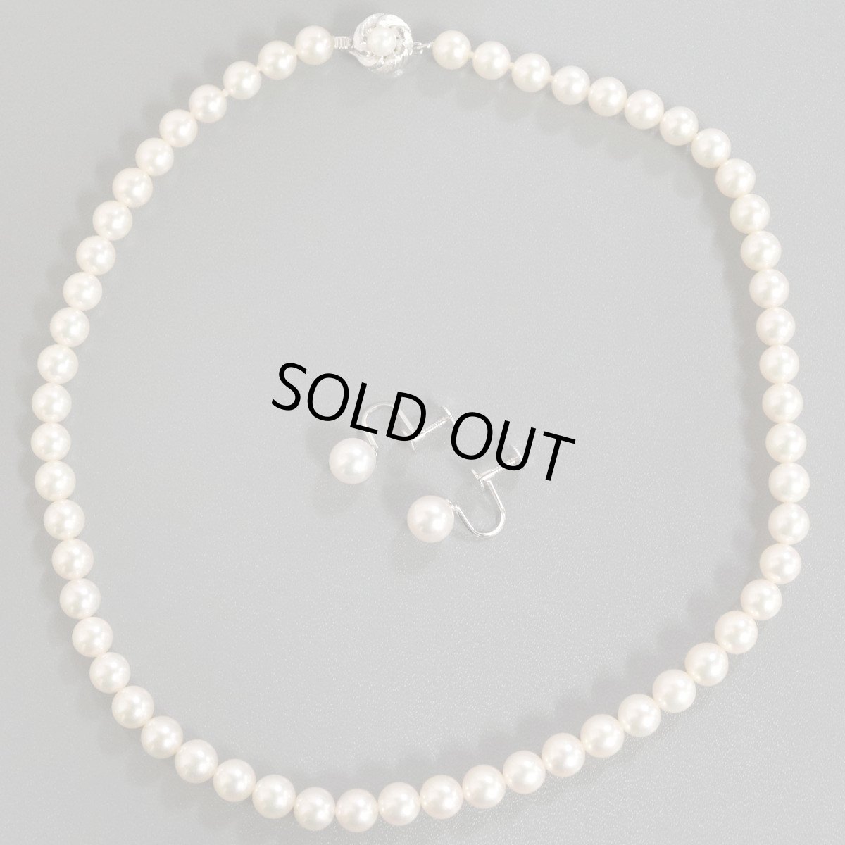 画像2: パールネックレスイヤリングセット シルバー金具 7.1-7.4mm (2)