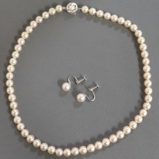 画像2: パールネックレスイヤリングセット シルバー金具 7.1-7.4mm (2)