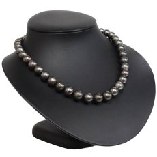 画像1: ブラックパールネックレス シルバー金具 8.5-12.0mm 41cm 鑑別書 (1)