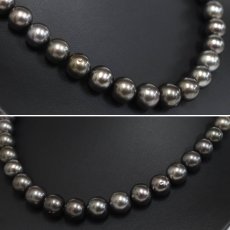 画像2: ブラックパールネックレス シルバー金具 8.5-12.0mm 41cm 鑑別書 (2)