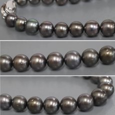 画像5: ブラックパールネックレス シルバー金具 8.5-12.0mm 41cm 鑑別書 (5)