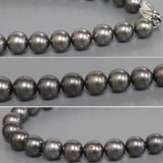 画像6: ブラックパールネックレス シルバー金具 8.5-12.0mm 41cm 鑑別書 (6)