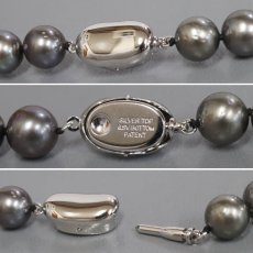 画像8: ブラックパールネックレス シルバー金具 8.5-12.0mm 41cm 鑑別書 (8)