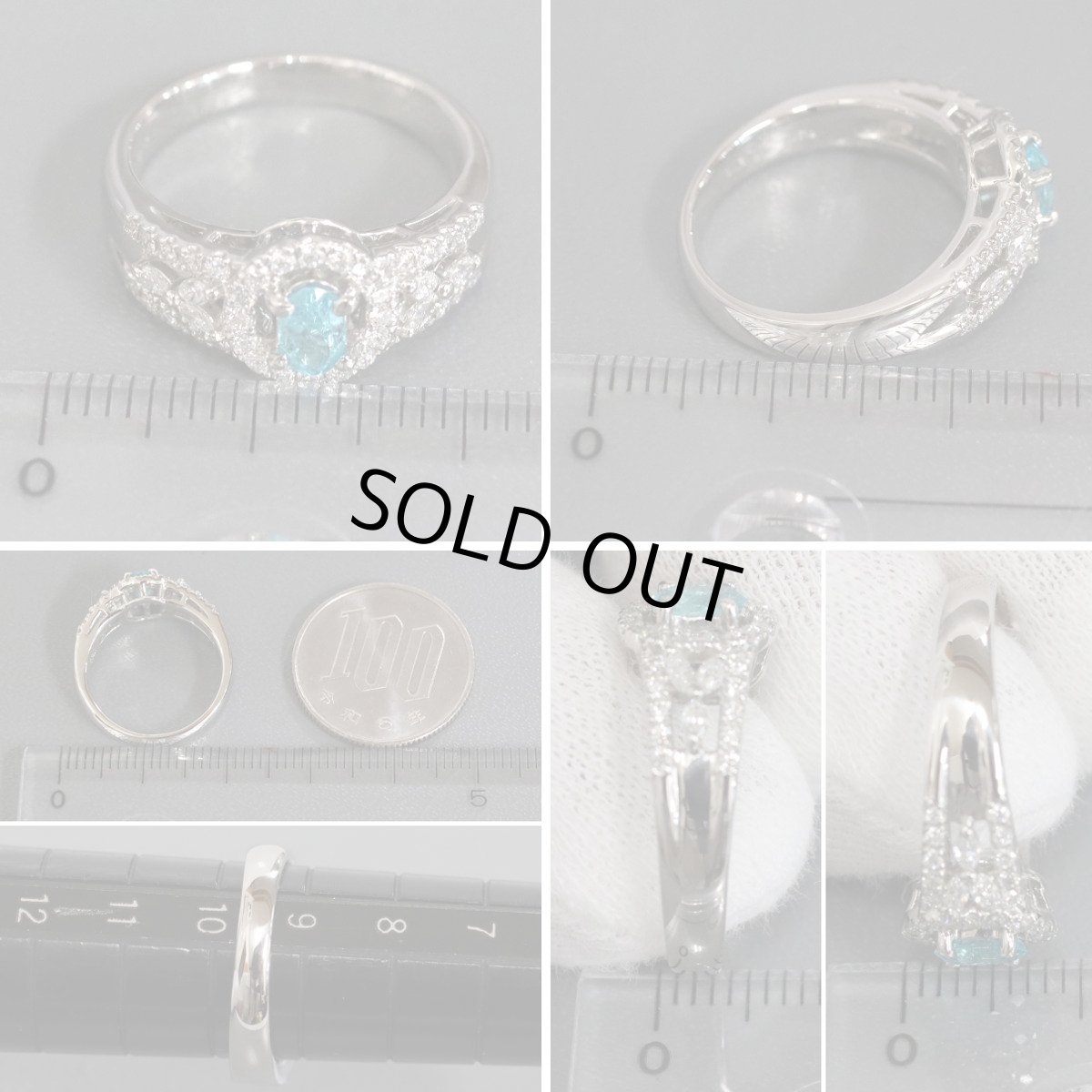 画像8: Pt900パライバトルマリンダイヤモンドリング T0.397 D0.26 6.6g #9.5 鑑別書 (8)