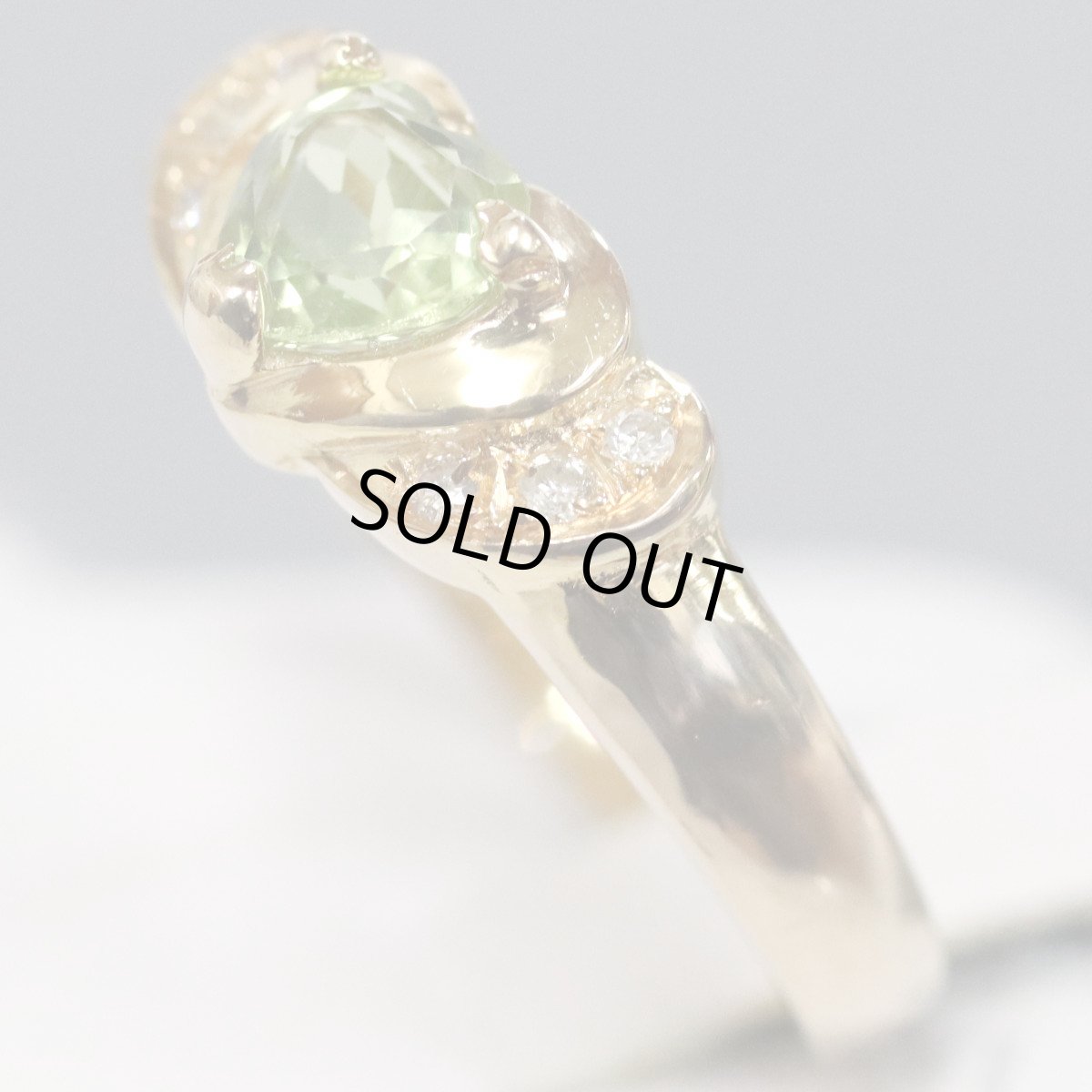 画像2: 18K/750ペリドットダイヤモンドリング 2.7g #13 (2)