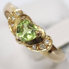 画像4: 18K/750ペリドットダイヤモンドリング 2.7g #13 (4)