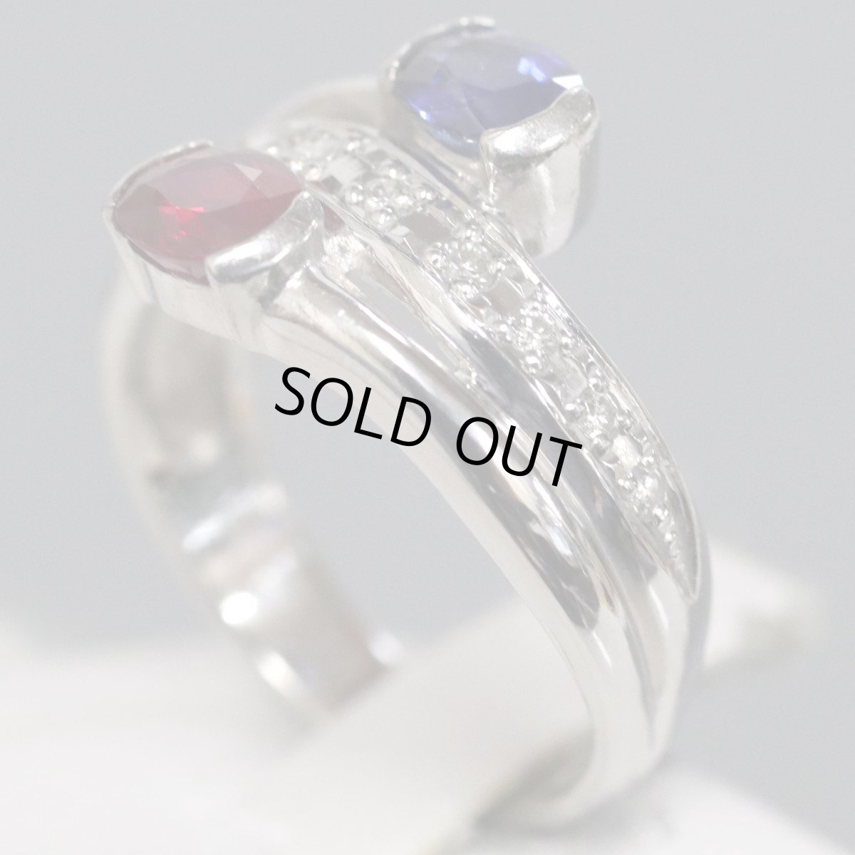 画像2: Pt900ルビーサファイアダイヤモンドリング R0.62 S0.55 D0.13 5.9g #13 (2)