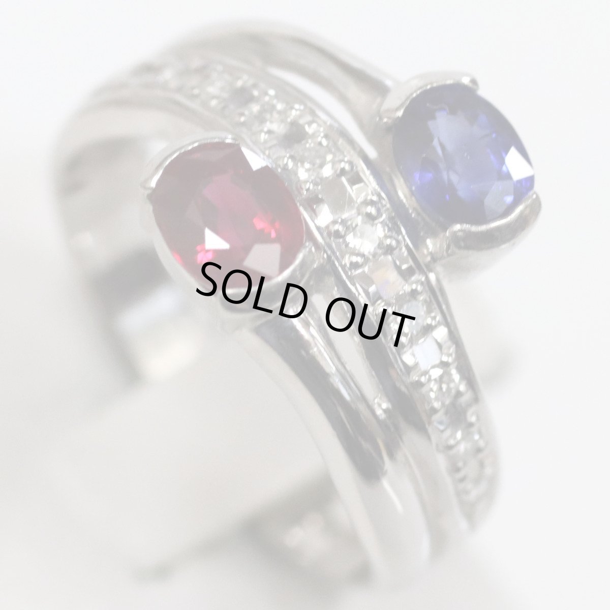 画像4: Pt900ルビーサファイアダイヤモンドリング R0.62 S0.55 D0.13 5.9g #13 (4)