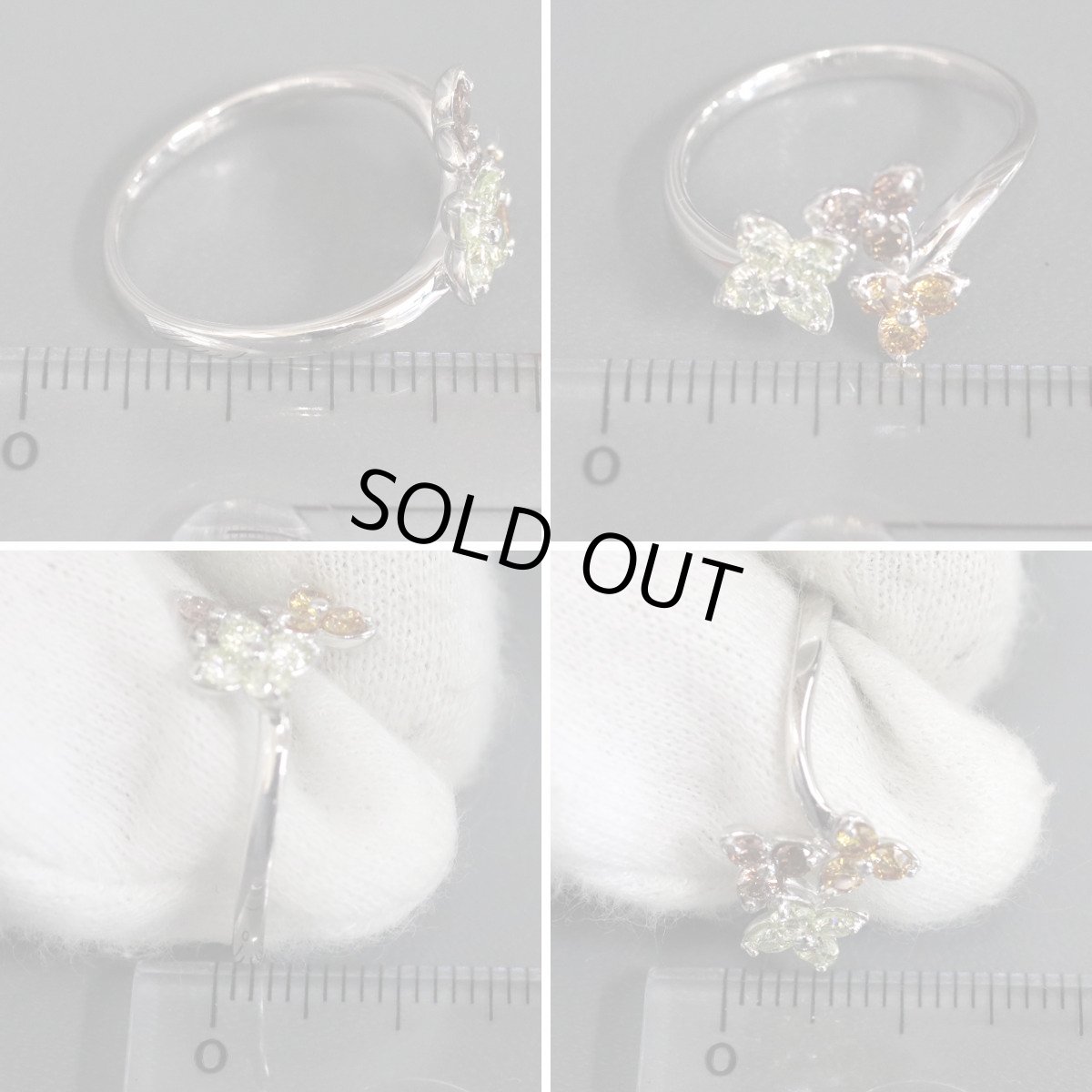 画像8: K18WGマルチカラーダイヤモンドリング D0.55 2.7g #11 鑑別書 ホワイトゴールド (8)