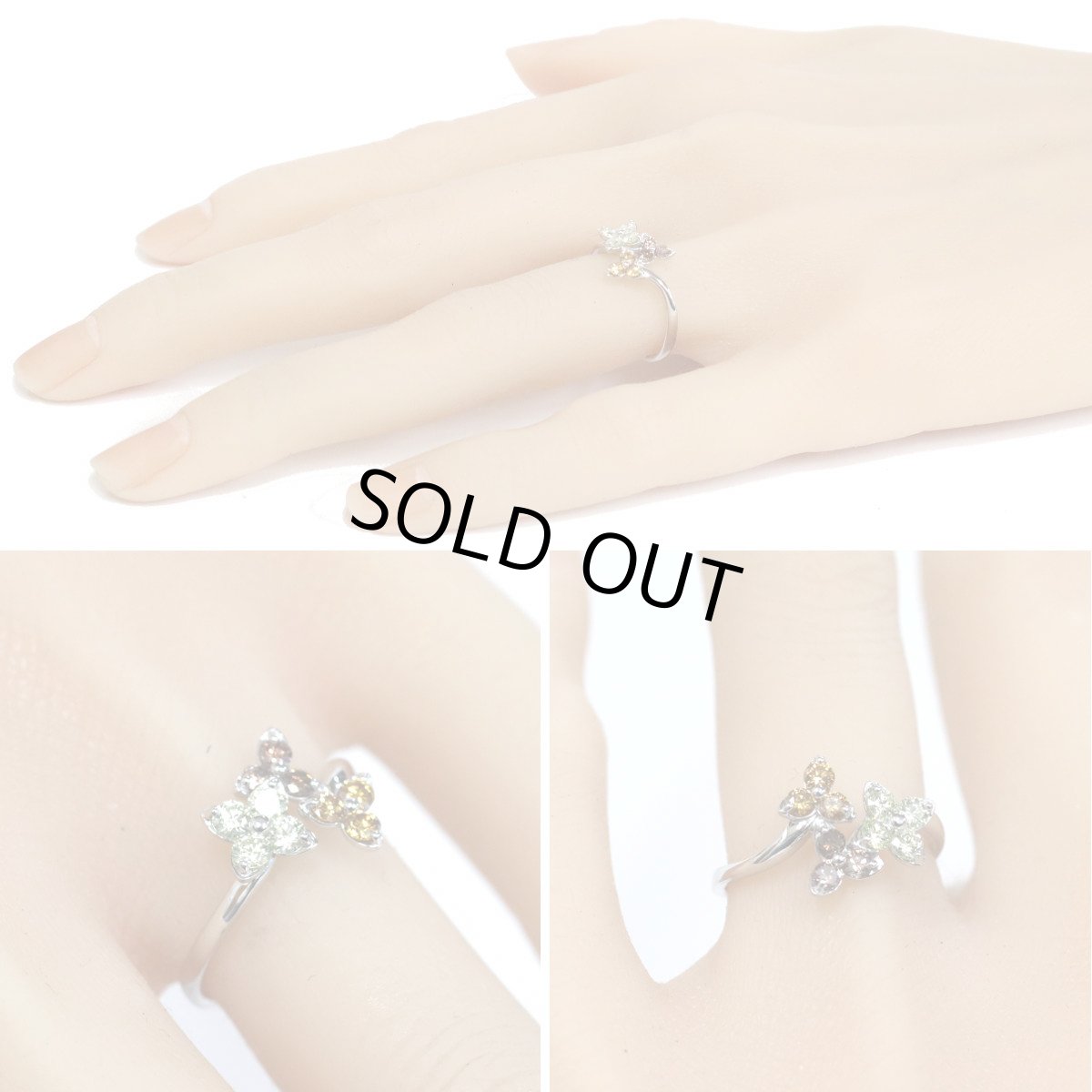 画像9: K18WGマルチカラーダイヤモンドリング D0.55 2.7g #11 鑑別書 ホワイトゴールド (9)